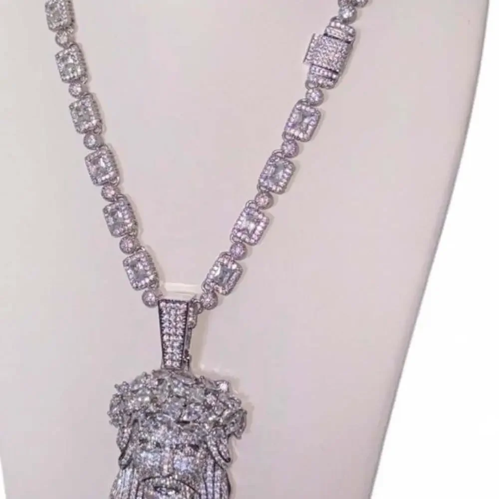 Jesus Pendant And Tennis Cluster 20inch